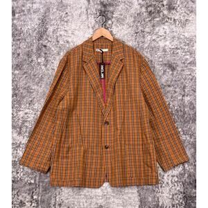 New Mr Turk Jacket 48 Mens Plaid Linen Blend Two Button Sport Coat Blazer